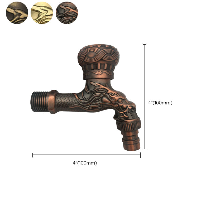 Vintage Wall-Mounted Sink Faucet Zinc Alloy - Dragon Engraving, Single Handle, view 26