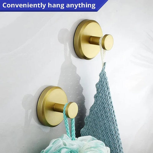 Bathroom Towel Holder Utility Shower Hooks - Stainless Steel, Black or Silver, view 2