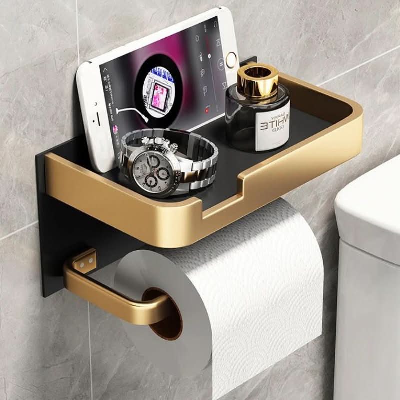 Modern Wall-Mount Toilet Paper Holder - Polished Metal Finish, view 2