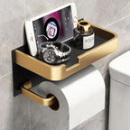 Modern Wall-Mount Toilet Paper Holder - Polished Metal Finish, view 2