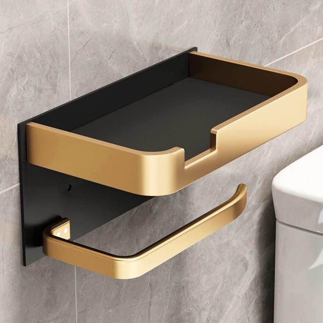 Modern Wall-Mount Toilet Paper Holder - Polished Metal Finish, view 3