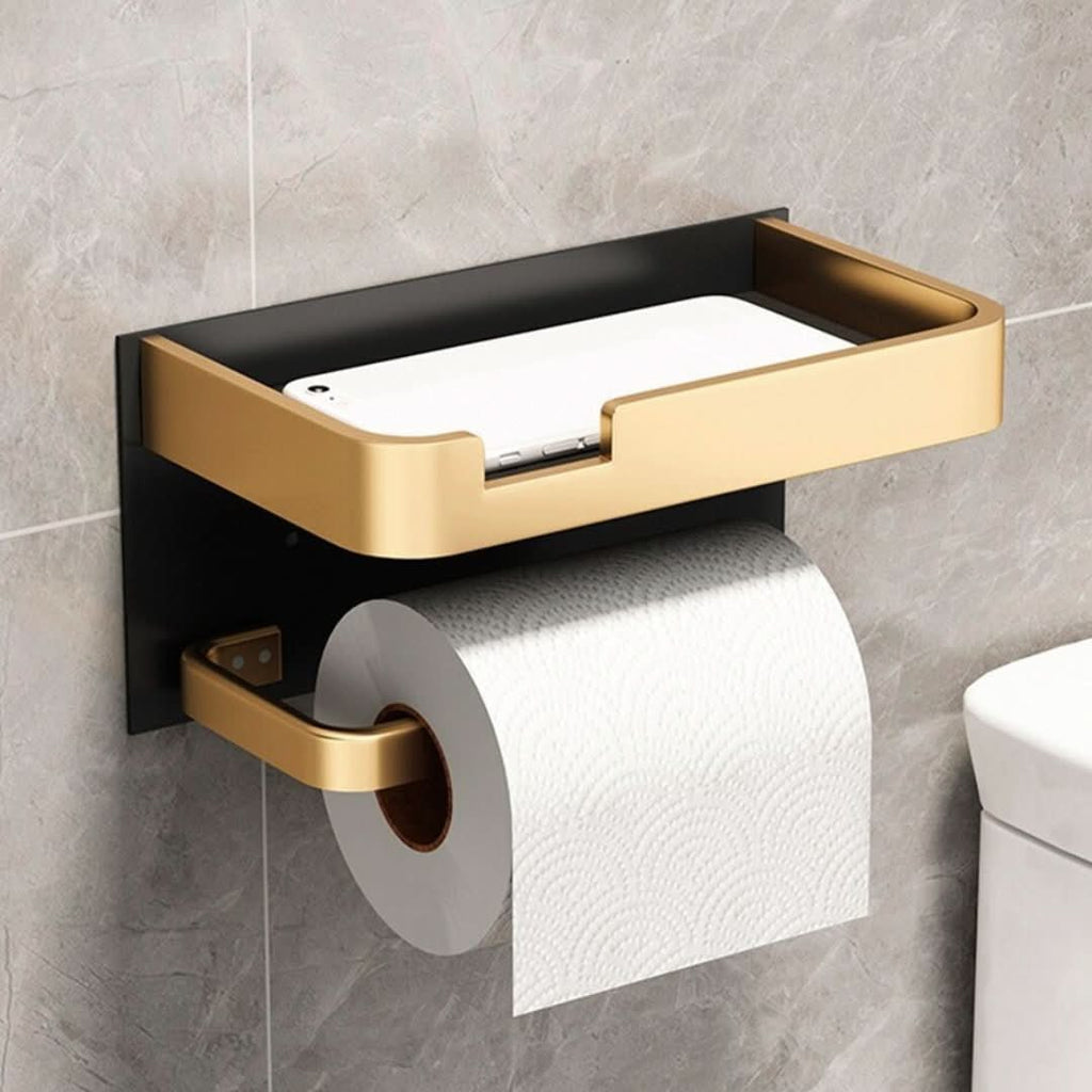 Modern Wall-Mount Toilet Paper Holder - Polished Metal Finish