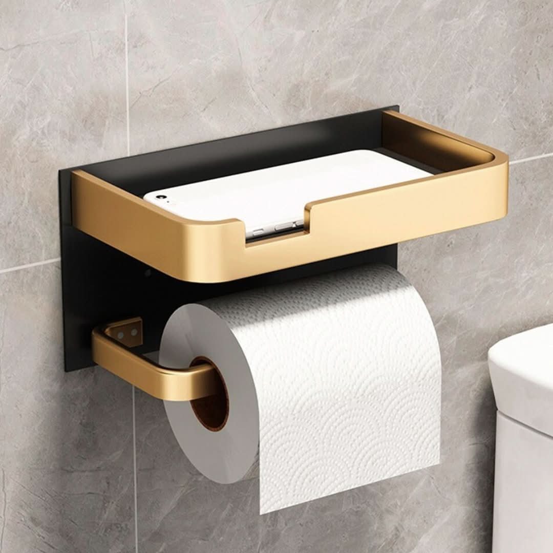 Modern Wall-Mount Toilet Paper Holder - Polished Metal Finish