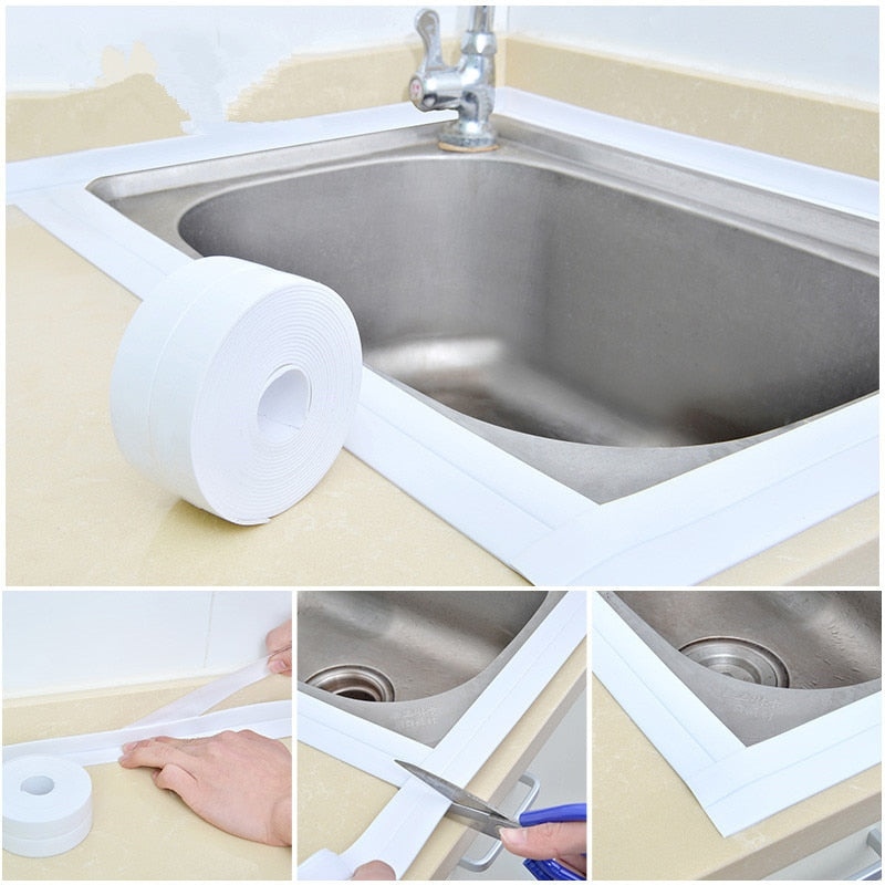 Self-Adhesive Waterproof Bath Sealing Strip - PVC, 3m Length, view 2