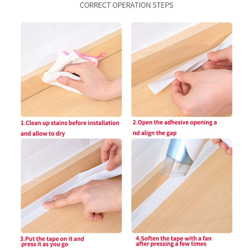 Self-Adhesive Waterproof Bath Sealing Strip - PVC, 3m Length, view 5