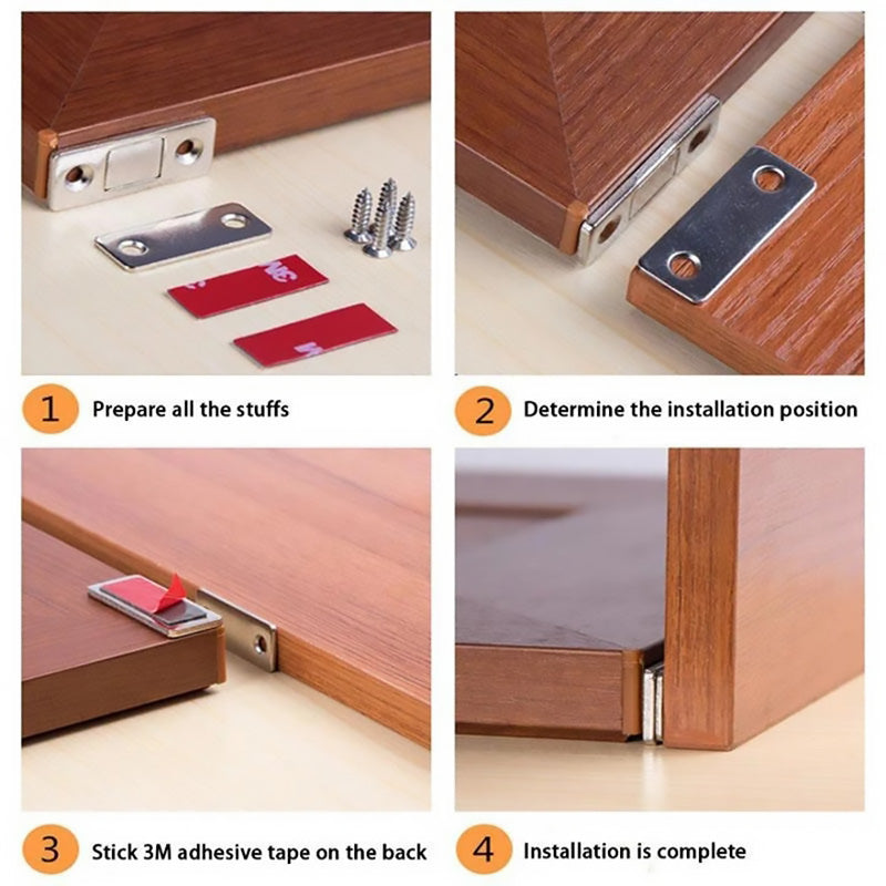 Magnetic Door Closer for Cabinets and Drawers - Stainless Steel, No Drilling, view 4