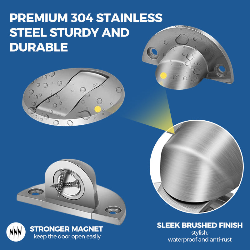 Stainless Steel Invisible Magnetic Door Stopper - Floor-Mounted, Polished Finish, view 4