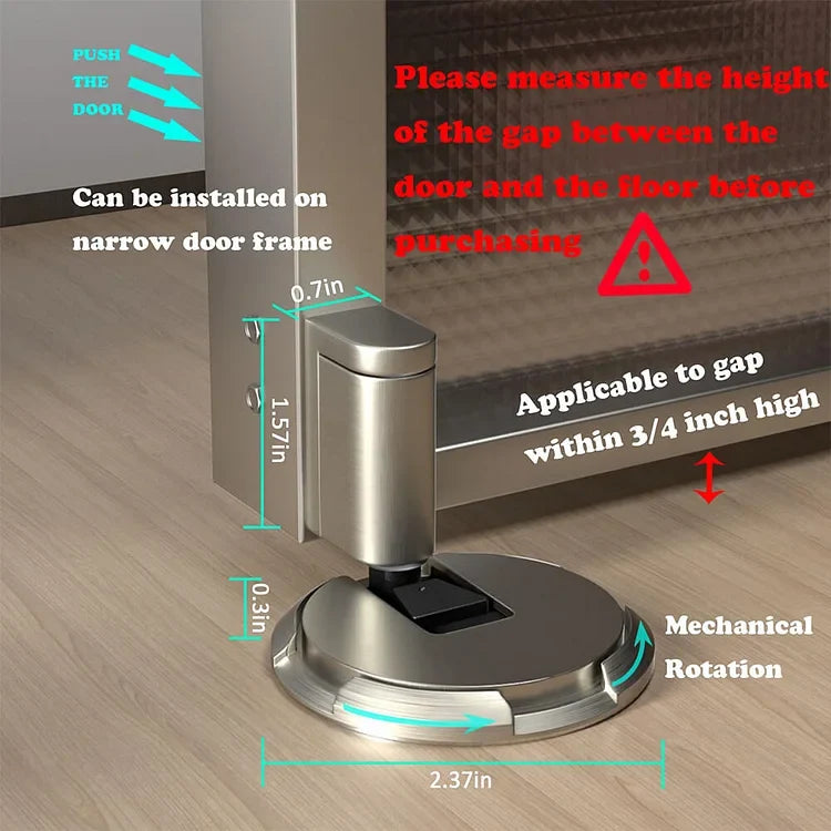 Mechanical Doorstopper for Home or Office - Metal, Fits Door Heights up to 2 cm, view 2