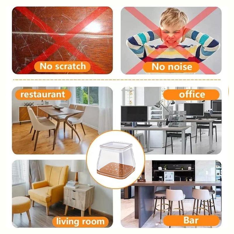 Clear Silicone Chair Leg Caps with Felt Pads - 16 Pack, 0.75-2.20 in, Clear, view 6