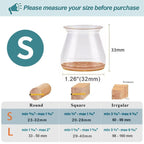 Clear Silicone Chair Leg Caps with Felt Pads - 16 Pack, 0.75-2.20 in, Clear