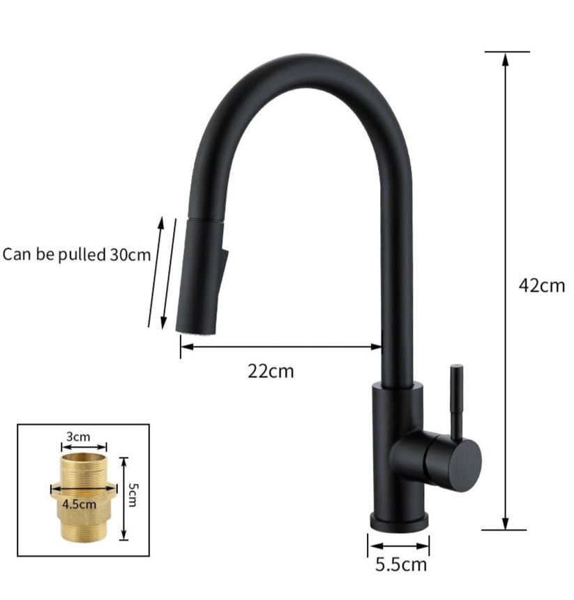 Touchless Pull-Out Kitchen Tap with Flexible Spout - Brass, Gold Finish, view 6
