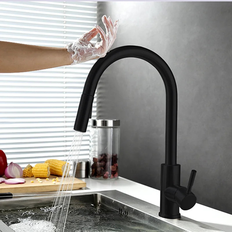 Touchless Pull-Out Kitchen Tap with Flexible Spout - Brass, Gold Finish, view 8