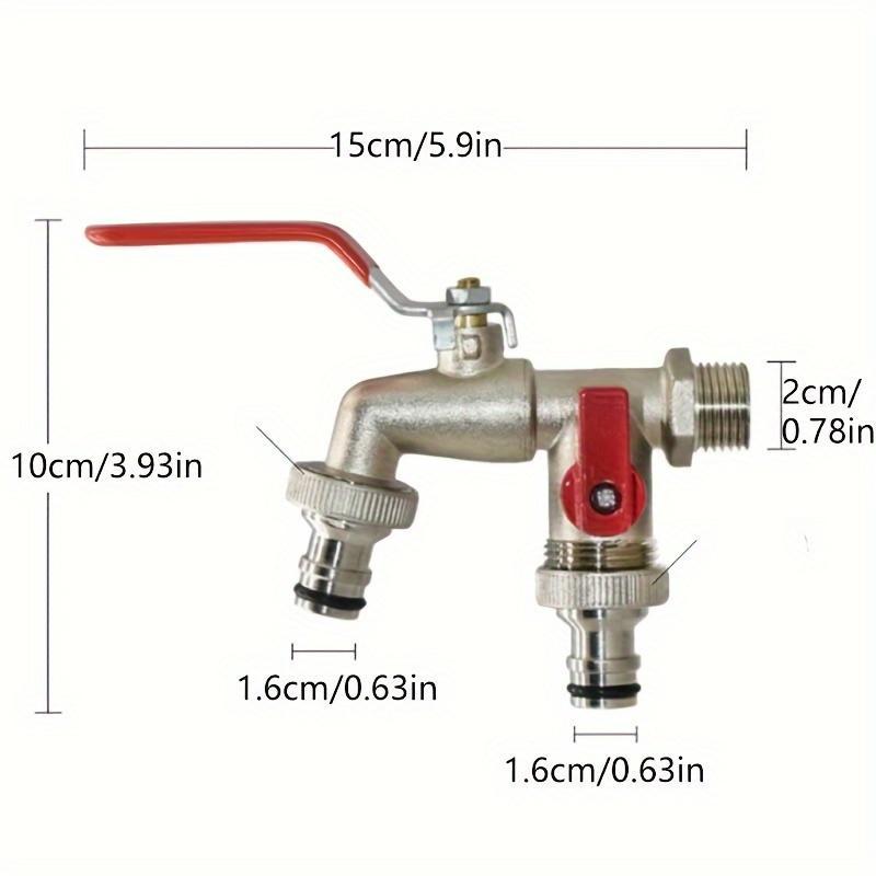 Dual-Outlet Stainless Steel Garden Faucet - Rustproof, Quick Connect, 2-Way Tap, view 3