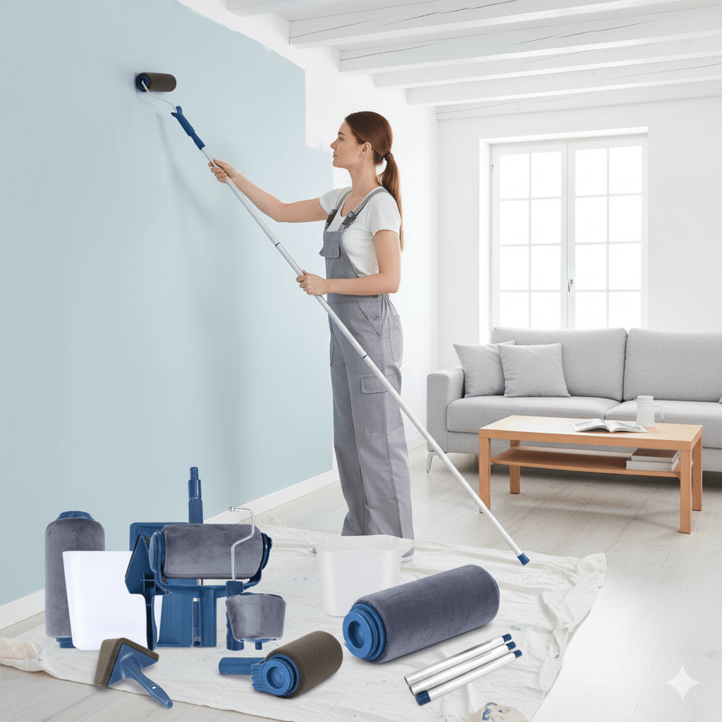 8-in-1 Refillable Paint Roller Kit for Walls - 1L Reservoir, 23cm Roller, view 2