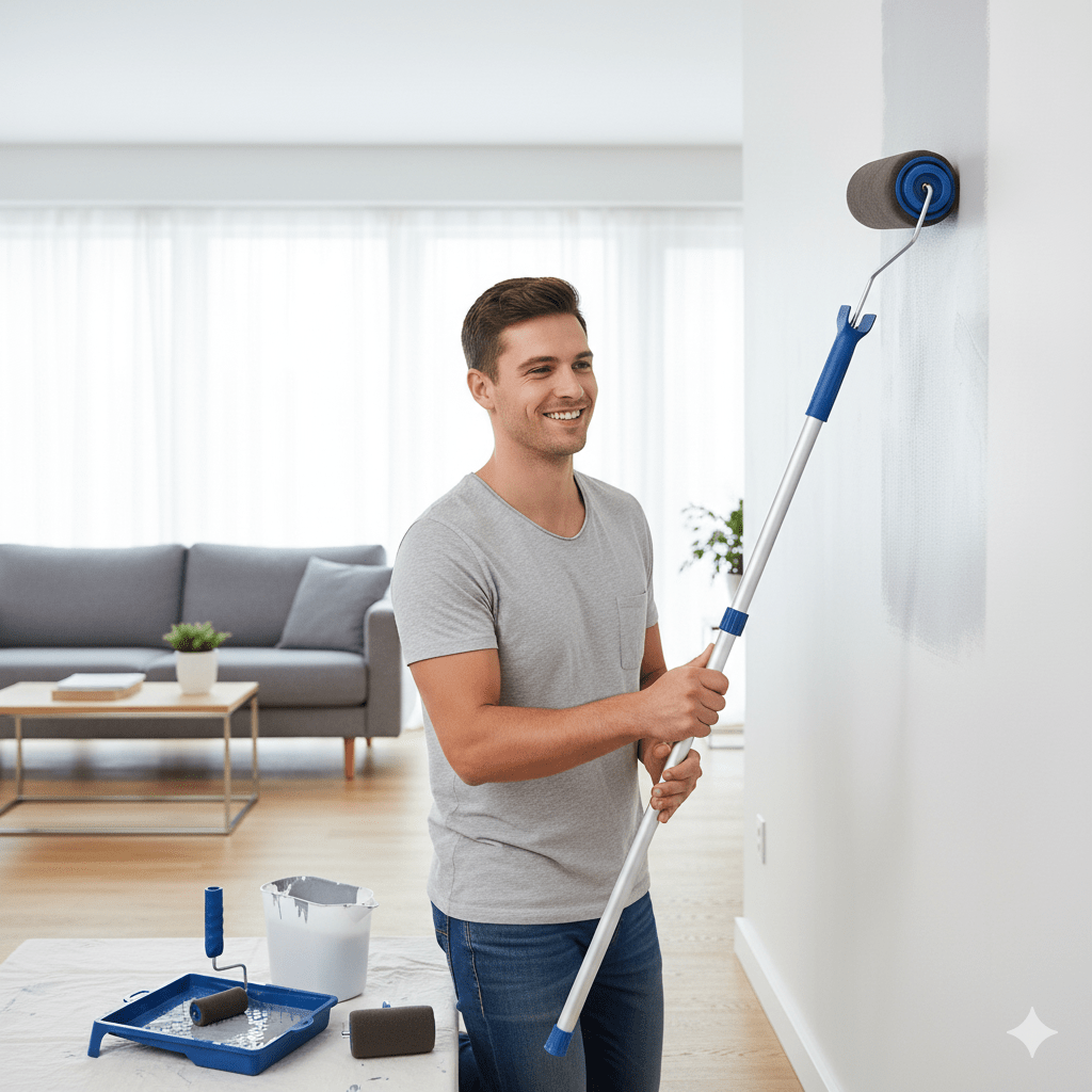 8-in-1 Refillable Paint Roller Kit for Walls - 1L Reservoir, 23cm Roller