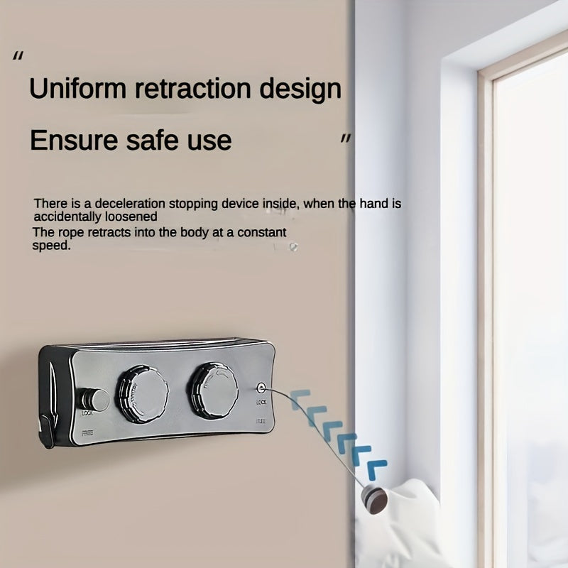 Retractable Stainless Steel Clothesline 5.1 m Double Line - Wall Mounted, view 4