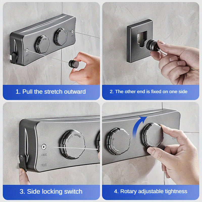 Retractable Stainless Steel Clothesline 5.1 m Double Line - Wall Mounted, view 7
