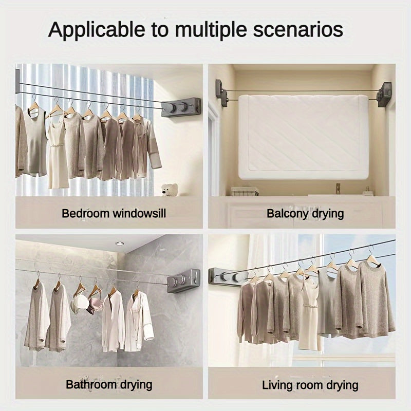 Retractable Stainless Steel Clothesline 5.1 m Double Line - Wall Mounted, view 8
