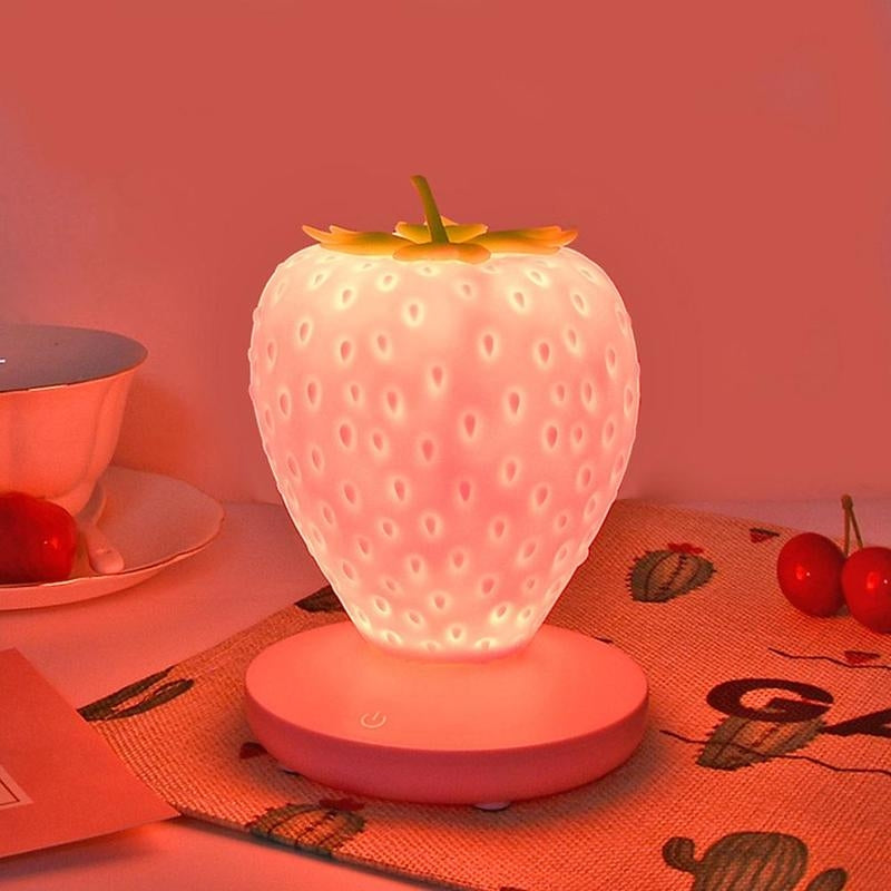 Strawberry Nightstand Lamp for Bedroom - Touch Control, USB Powered