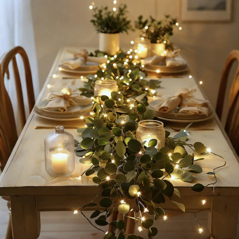 Botanical Garland Light for Home Decor - Warm White, ABS, Ip44 Waterproof