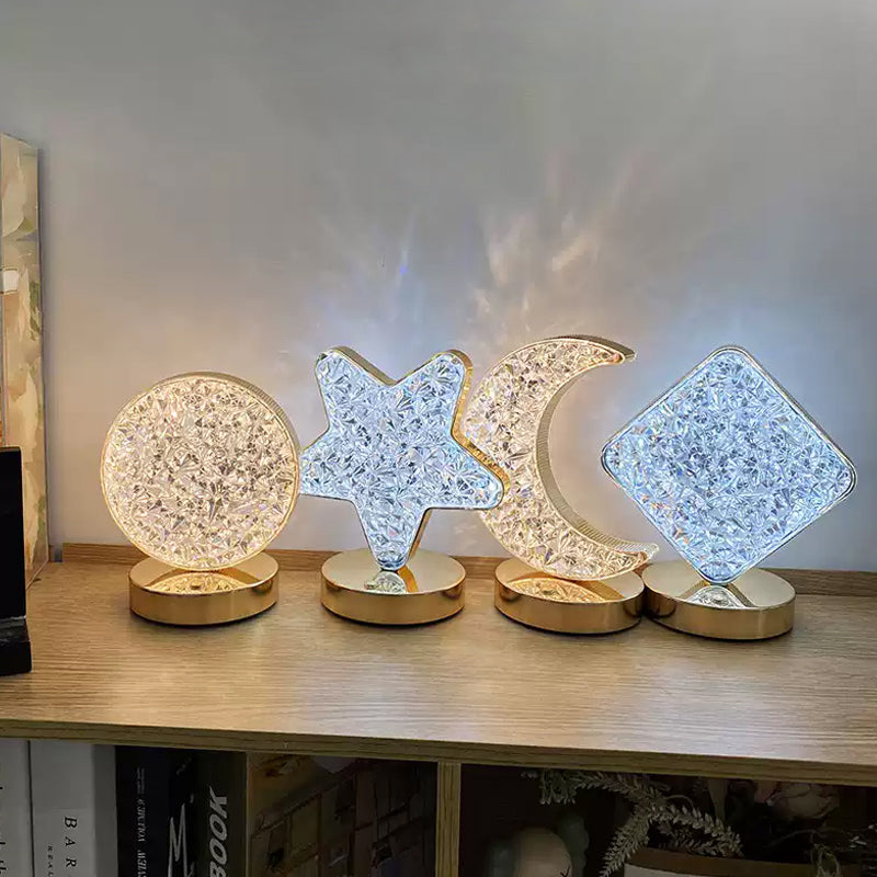 Star Moon Metal Table Lamp - LED, USB Charging, Decorative Bedside Light, view 12