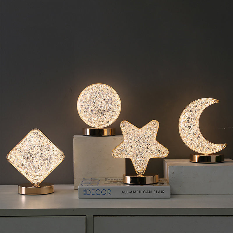 Star Moon Metal Table Lamp - LED, USB Charging, Decorative Bedside Light, view 14