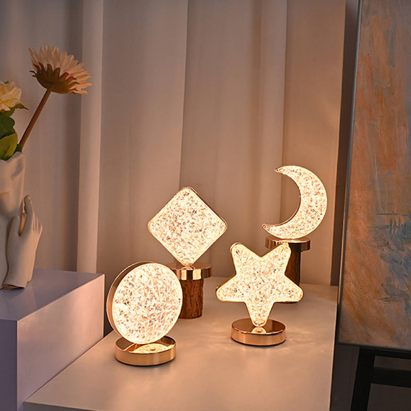 Star Moon Metal Table Lamp - LED, USB Charging, Decorative Bedside Light, view 4