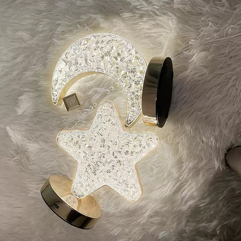 Star Moon Metal Table Lamp - LED, USB Charging, Decorative Bedside Light, view 7