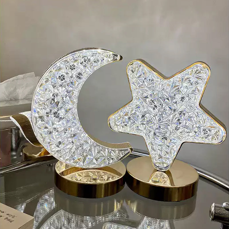 Star Moon Metal Table Lamp - LED, USB Charging, Decorative Bedside Light, view 9