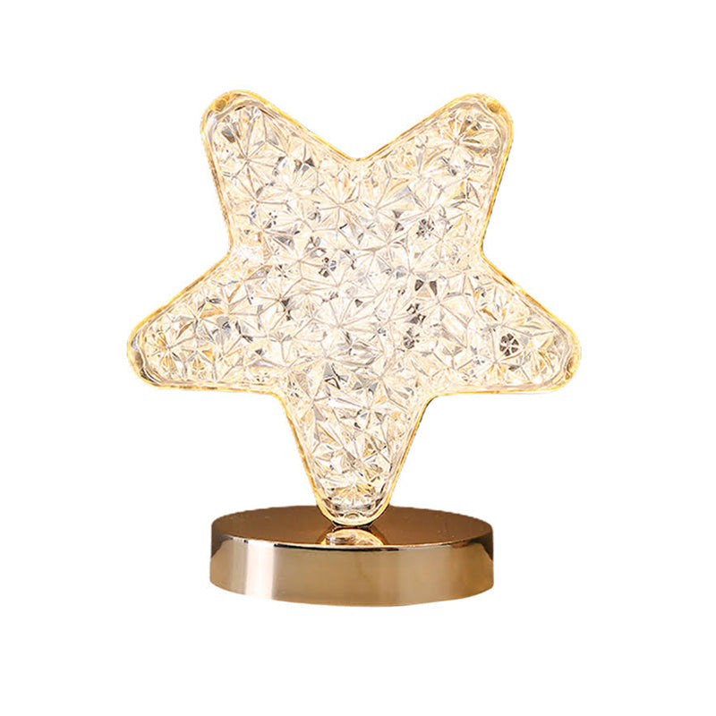 Star Moon Metal Table Lamp - LED, USB Charging, Decorative Bedside Light