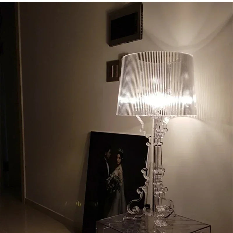 Glamorous Table Lamp for Living Room - Soft Warm Light, Polished Finish, view 3