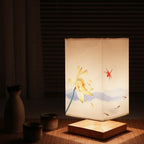 Vintage Japanese Table Lamp for Bedroom - Fabric Shade, Scandinavian Style, view 4