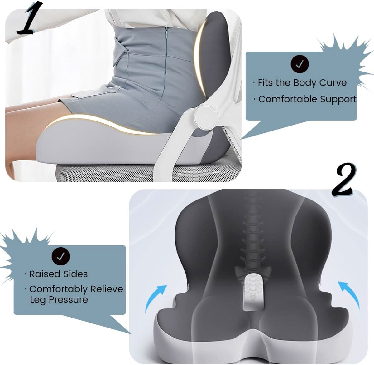 Memory Foam Seat Cushion for Office Chair, Car, Home, Wheelchair, Travel, view 4