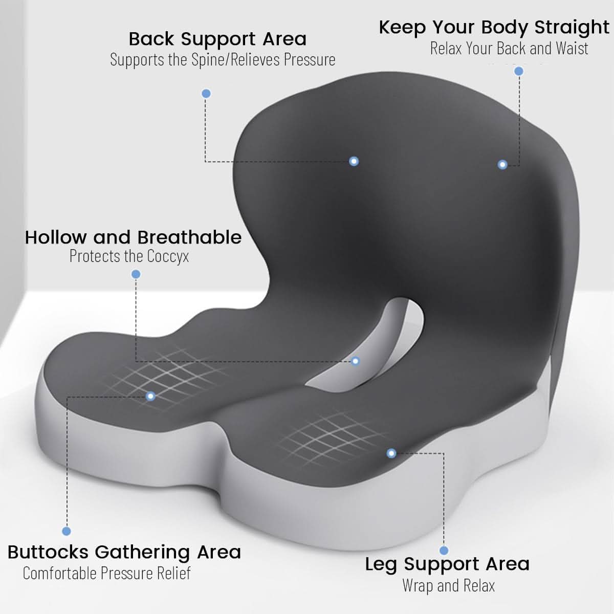 Memory Foam Seat Cushion for Office Chair, Car, Home, Wheelchair, Travel, view 6