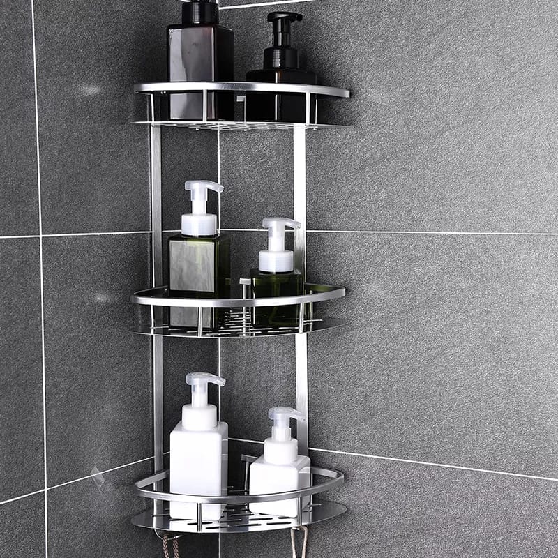 3-Layer Space Aluminum Bathroom Corner Shelf - 61cm x 29cm, Rust Resistant