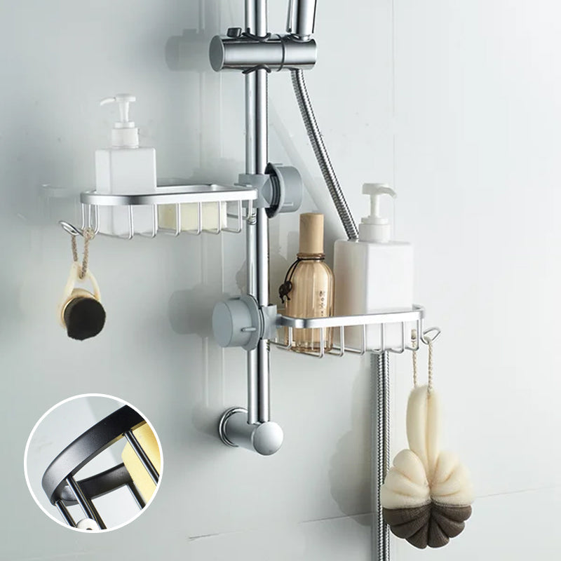 Shower Holder for Shampoo and Soap - Aluminium, No Drilling, Black or Silver, view 10