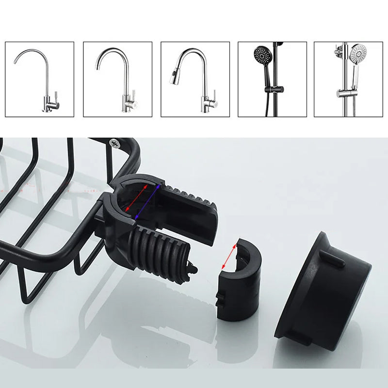 Shower Holder for Shampoo and Soap - Aluminium, No Drilling, Black or Silver, view 5