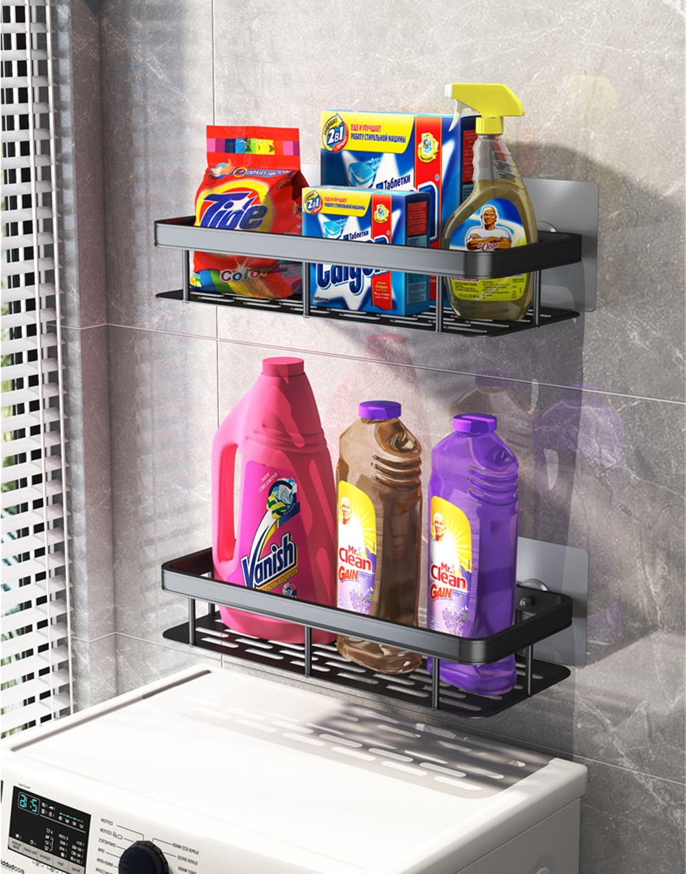 Metal Suction Cup Bathroom Shelves - Durable Metal, Tool-Free Installation, view 12