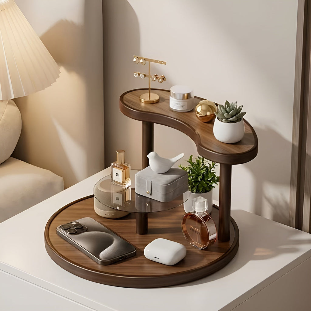 Rotating Wooden Makeup Organizer - 3 Shelves, Free-Standing, view 4