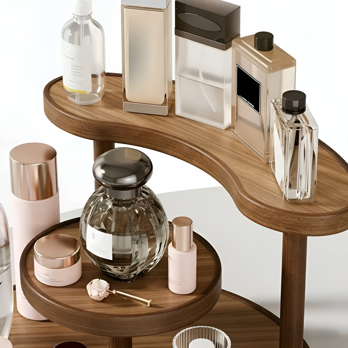 Rotating Wooden Makeup Organizer - 3 Shelves, Free-Standing, view 7