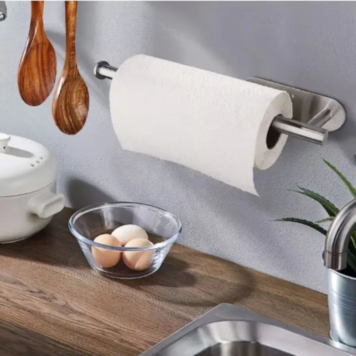 Wall Kitchen Paper Towel Holder - Stainless Steel, Self-Adhesive, 33 x 6 cm, view 2