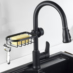 Kitchen Faucet Storage Rack for Sink - Punch-Free, Drainable, Compact