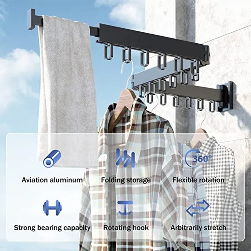 Aluminum Alloy Folding Ring Hook Drying Rack - Black or White, 110 lb Capacity, view 3