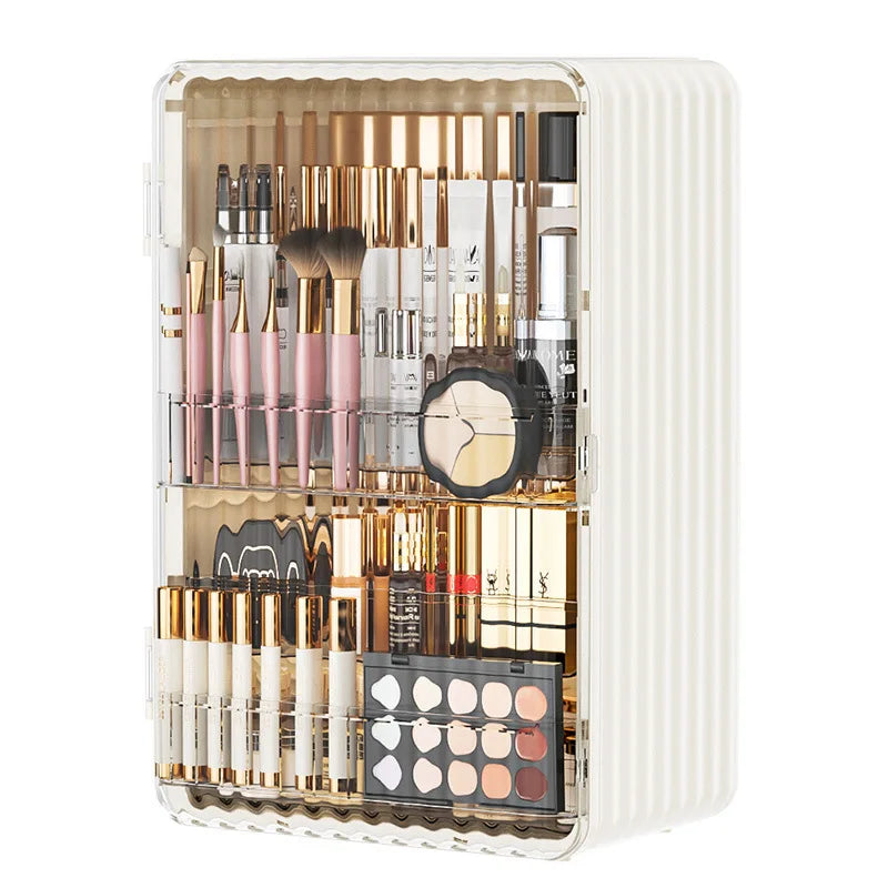 Makeup Storage Box with Magnetic Door - Dust-Proof, Spacious Compartments, view 4