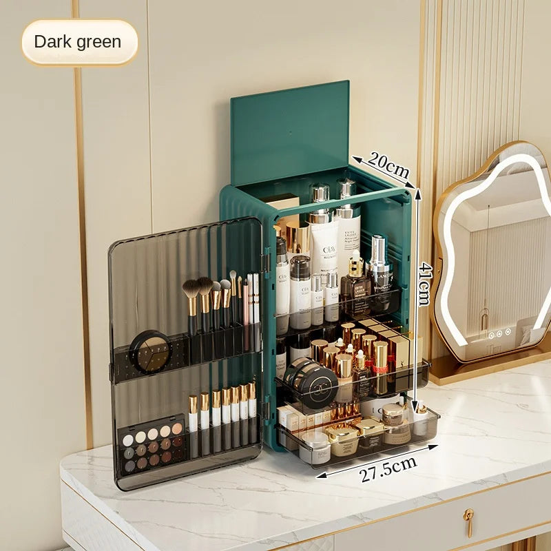 Makeup Storage Box with Magnetic Door - Dust-Proof, Spacious Compartments, view 5