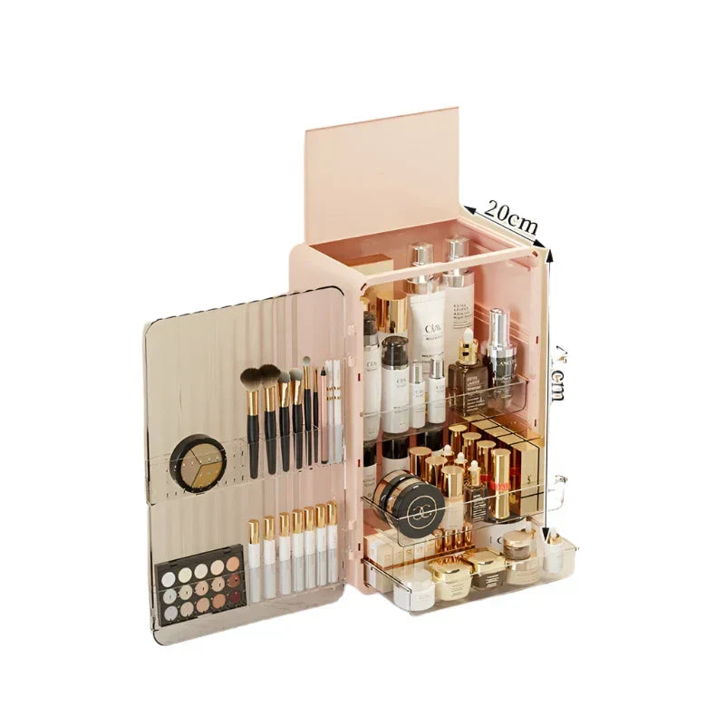 Makeup Storage Box with Magnetic Door - Dust-Proof, Spacious Compartments, view 7