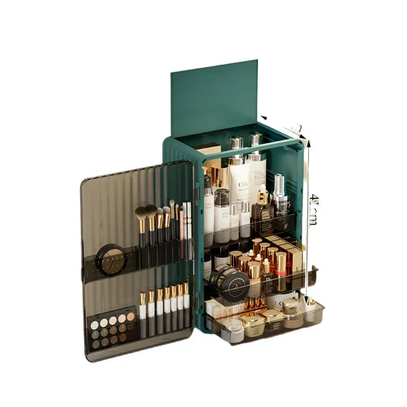 Makeup Storage Box with Magnetic Door - Dust-Proof, Spacious Compartments, view 8