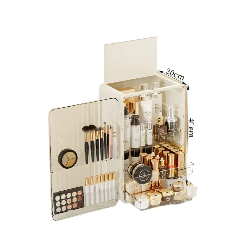 Makeup Storage Box with Magnetic Door - Dust-Proof, Spacious Compartments