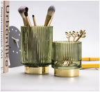 Gold Foil Glass Makeup Organizer - Borosilicate, 7 x 8cm, Dark Green, view 11