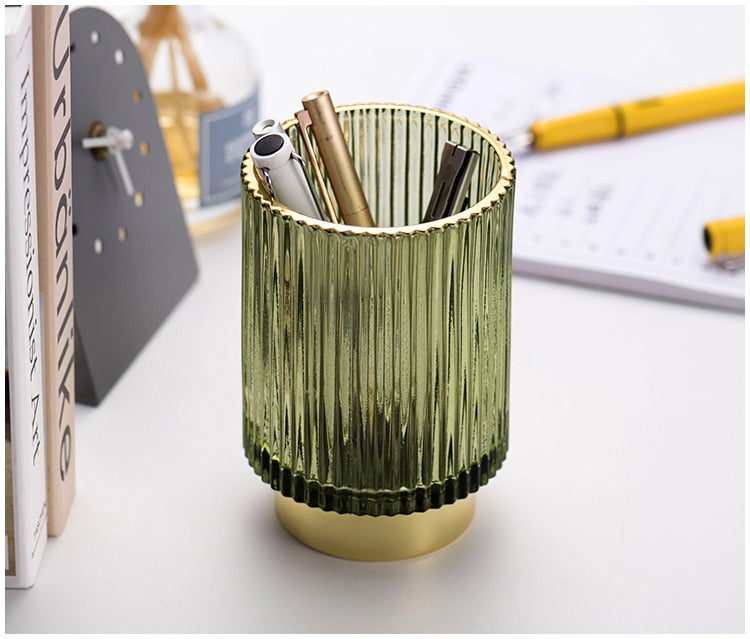 Gold Foil Glass Makeup Organizer - Borosilicate, 7 x 8cm, Dark Green, view 14